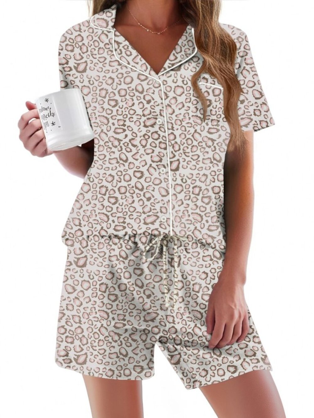 Pajamas Set for Women Short Sleeve Sleepwear Button Down Pj XS-XXXL